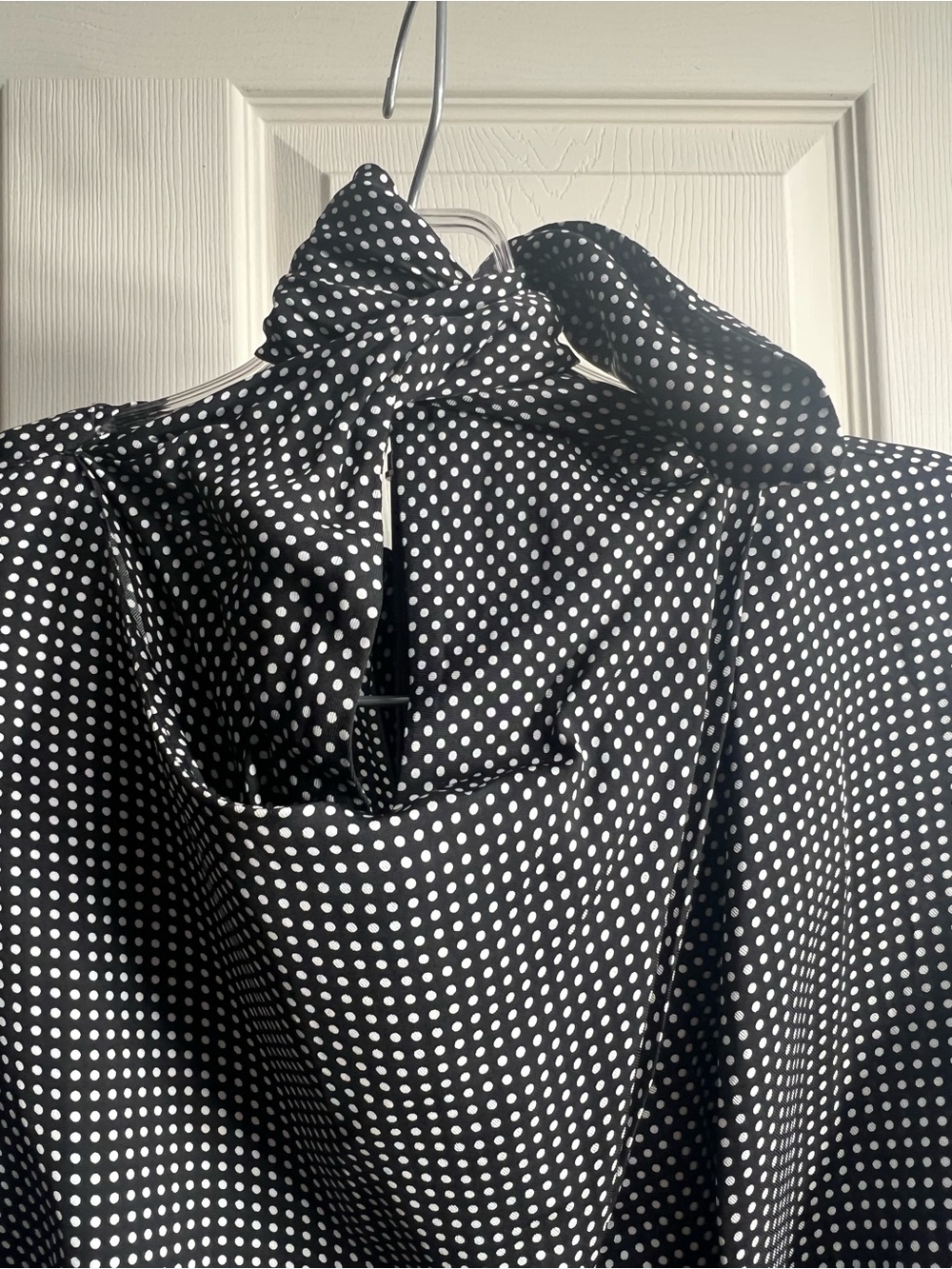 J. Crew Black and White Polka Dot Long Sleeve Midi Dress - Picture 3 of 5
